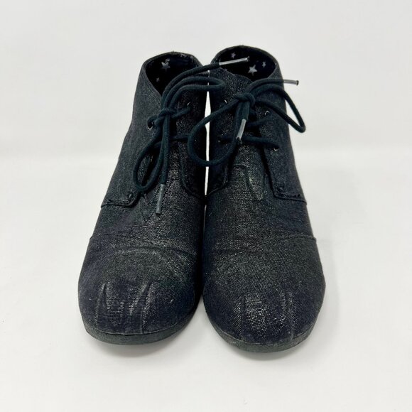 TOMS Black Metallic Kayla Lace Up Ankle Booties 8.5 - Picture 3 of 8
